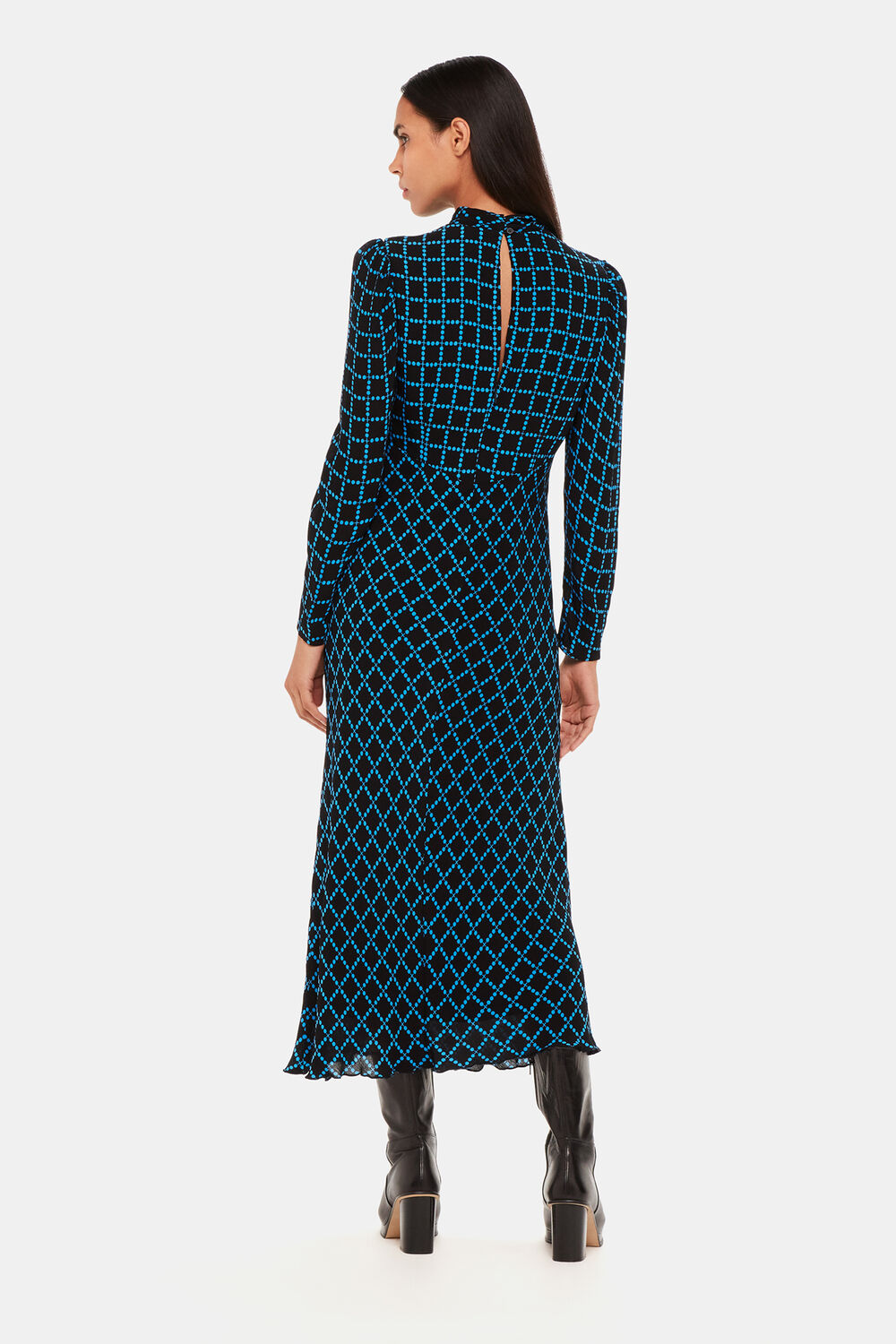 Blue Abacus Check High Neck Dress