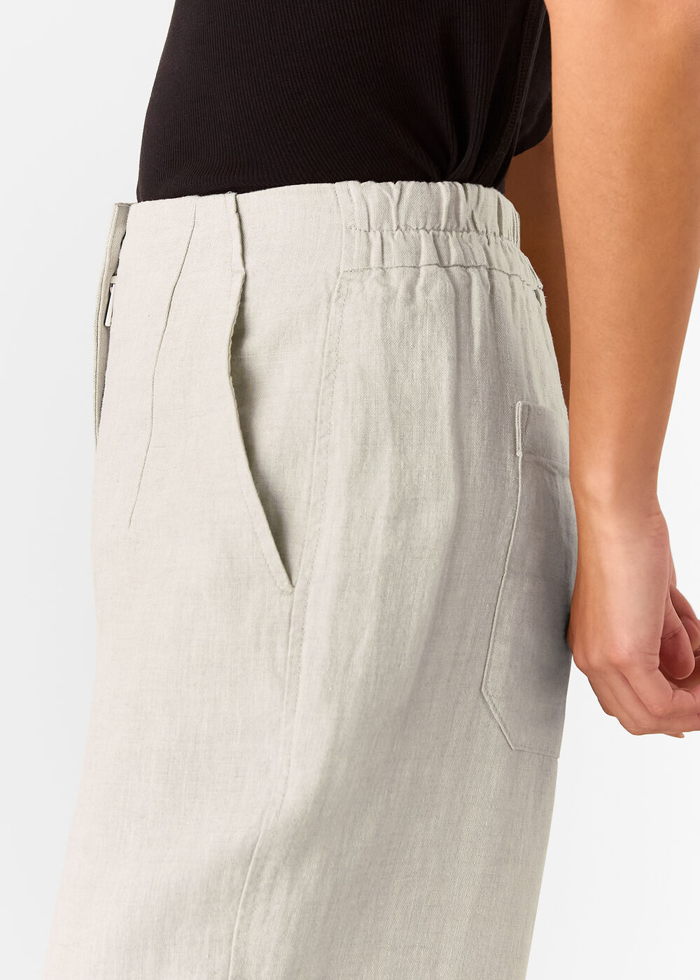 Petite Linen Barrel Leg Trouser