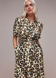 Petite Painted Leopard Midi Dress