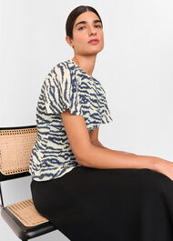 Feathered Tiger Shirred Blouse
