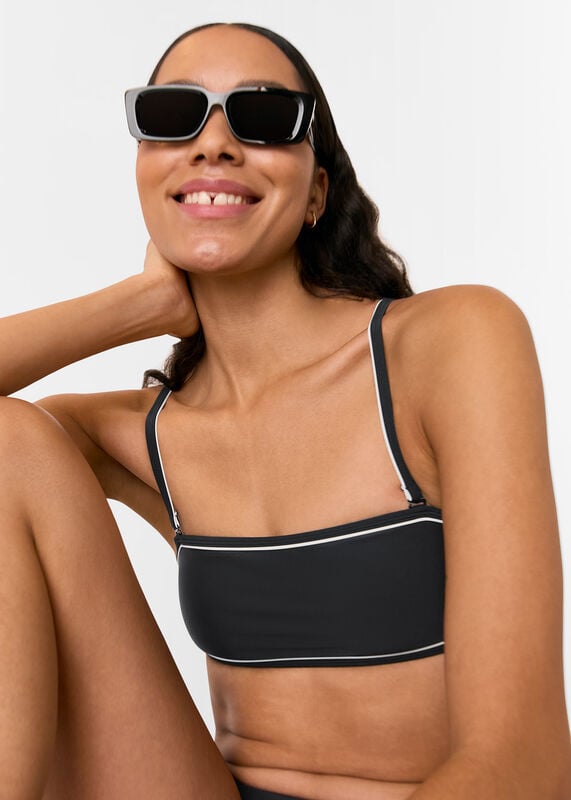 Black Piper Contrast Bikini Top