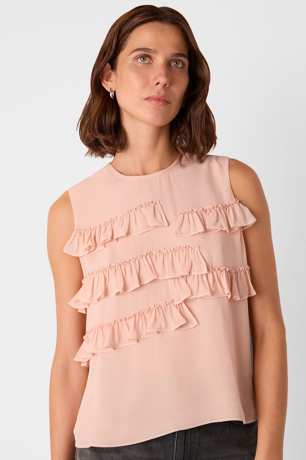 Pale Pink Frill Sleeveless Top