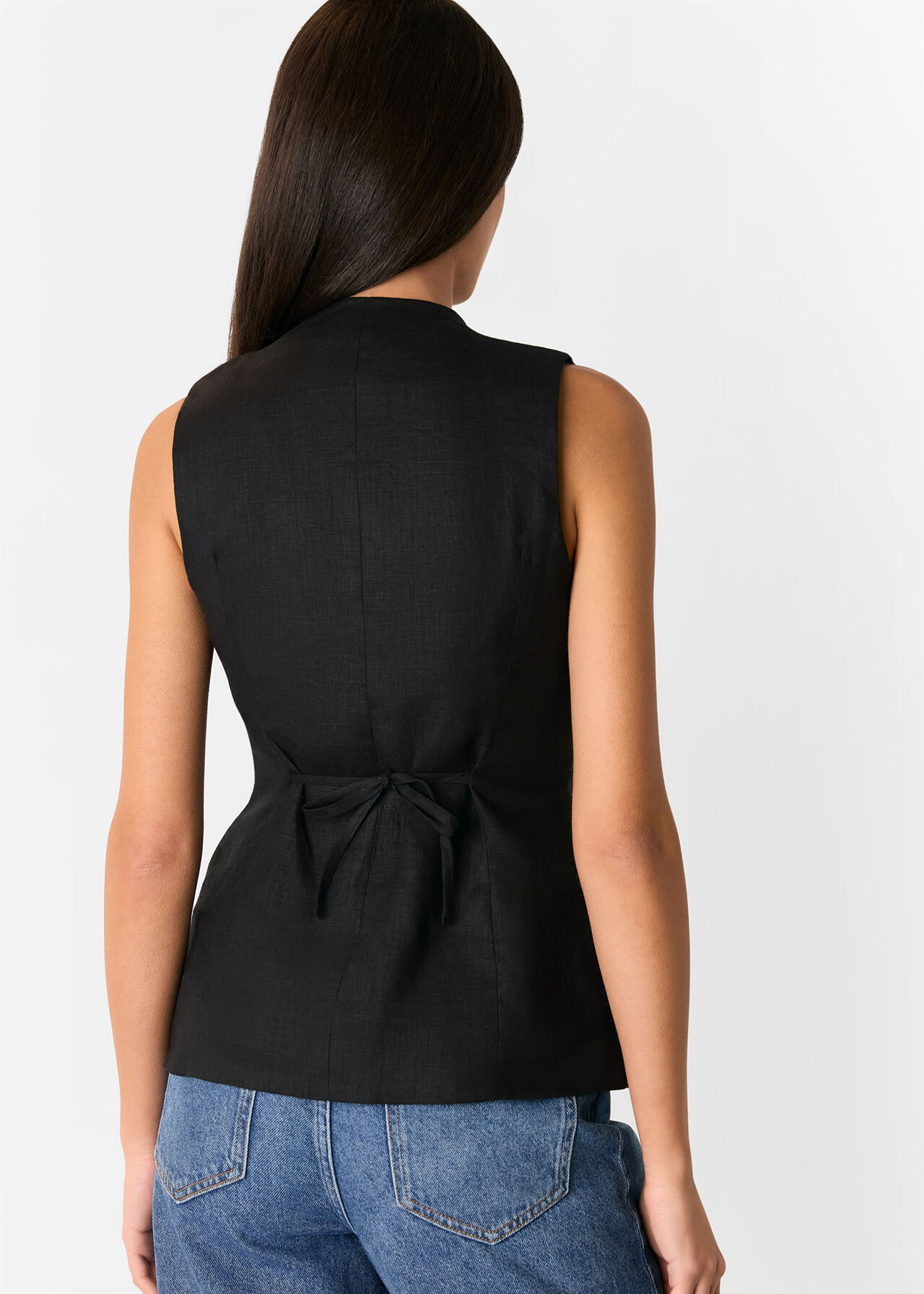 Black Molly Linen Waistcoat Coord
