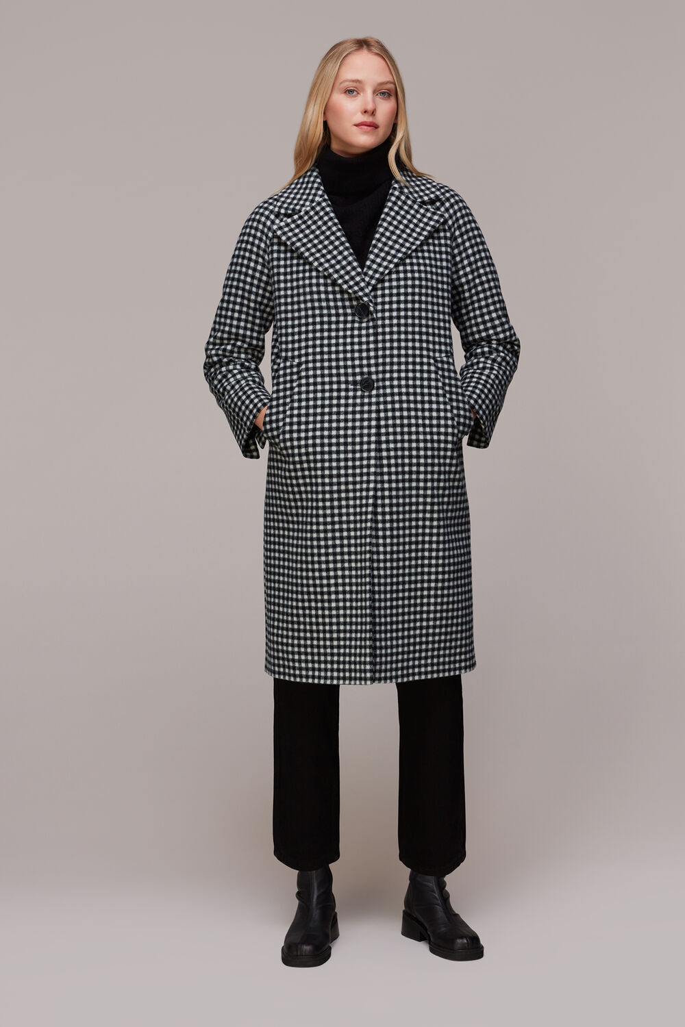 Gingham Wool Cocoon Coat