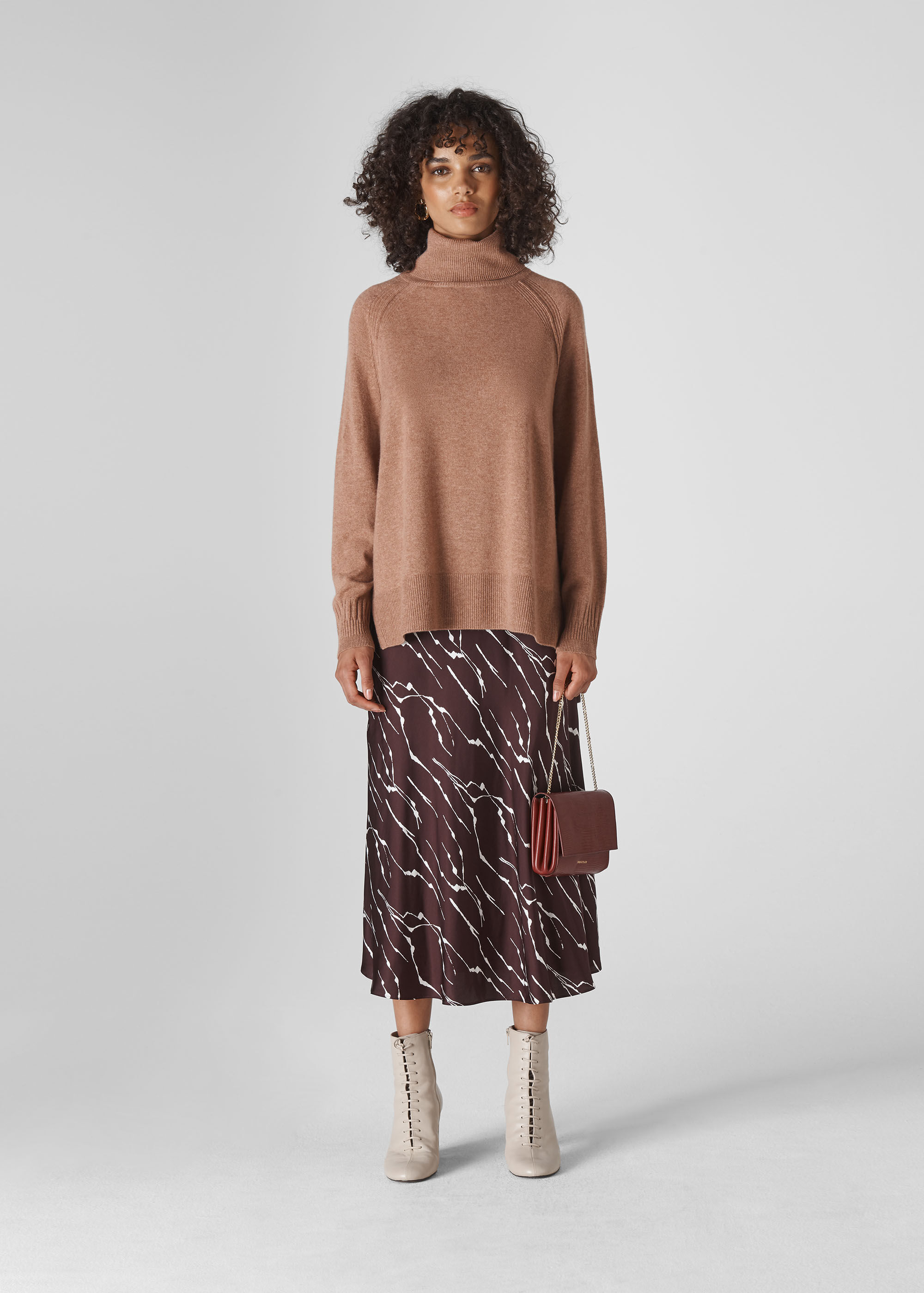 Pink cashmere roll neck jumper hot sale
