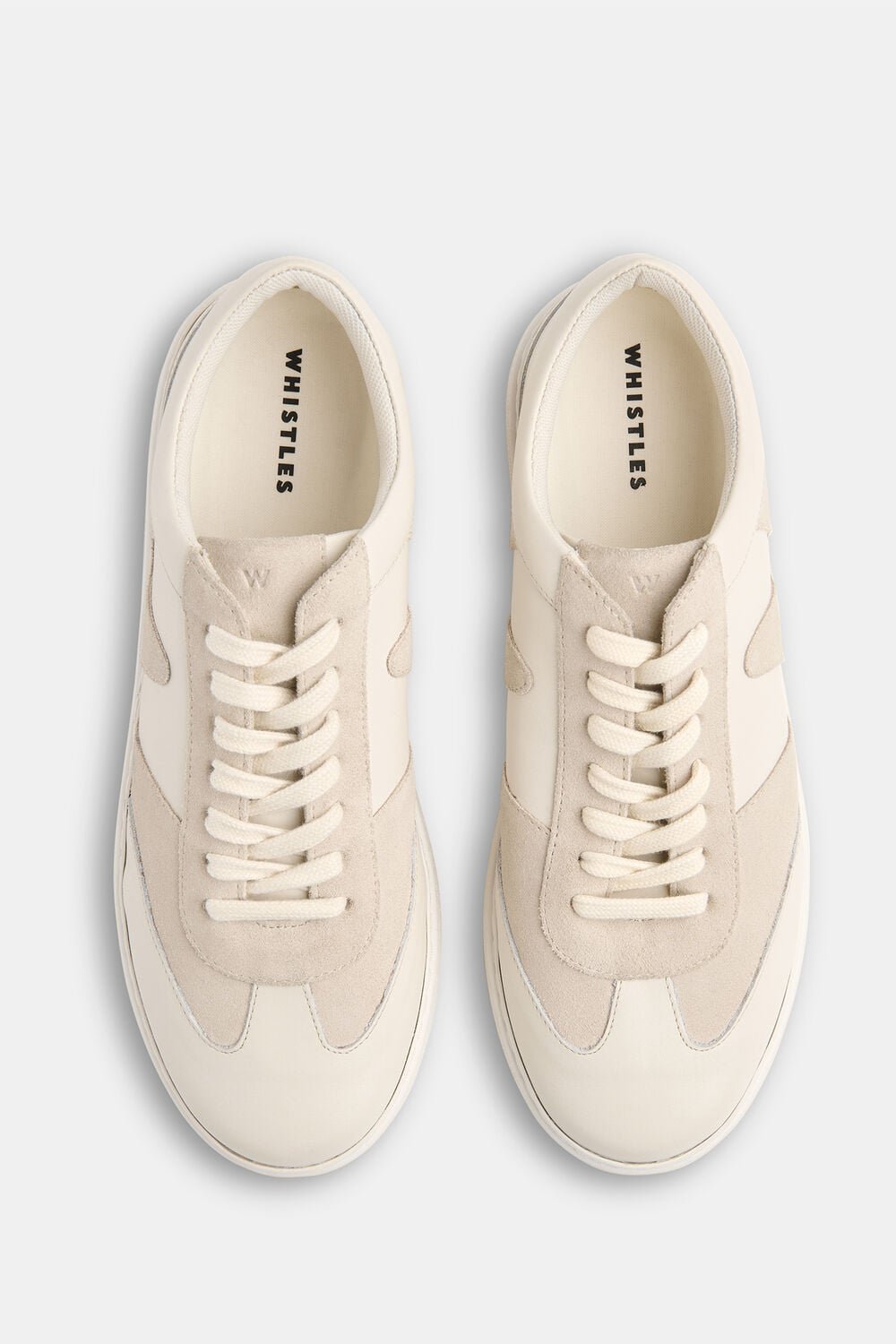 White Suede Leather Mix Trainer