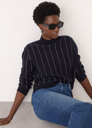 Stripe Wool Funnel Neck Knit