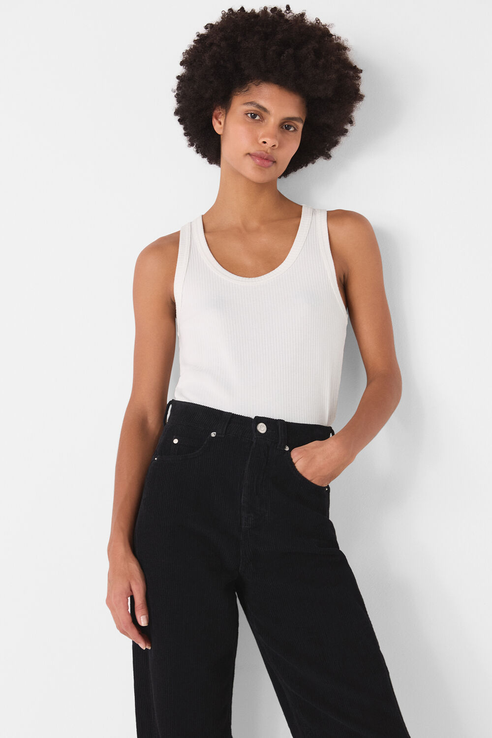 High Waist Cord Barrel Jean