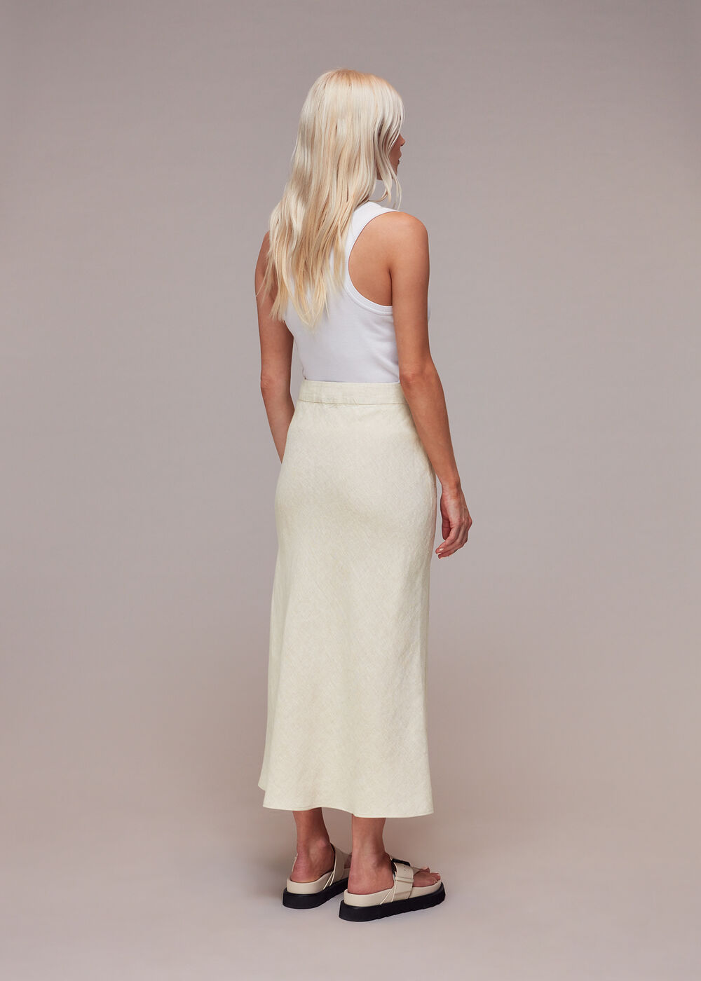 Petite Linen Side Button Skirt