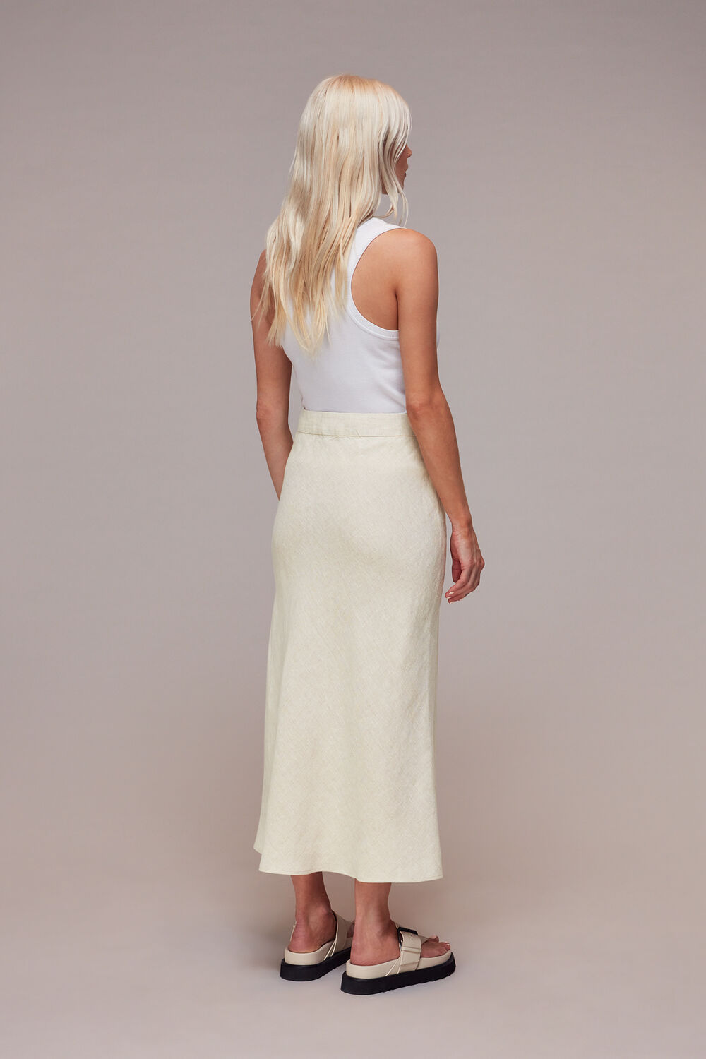 Petite Linen Side Button Skirt