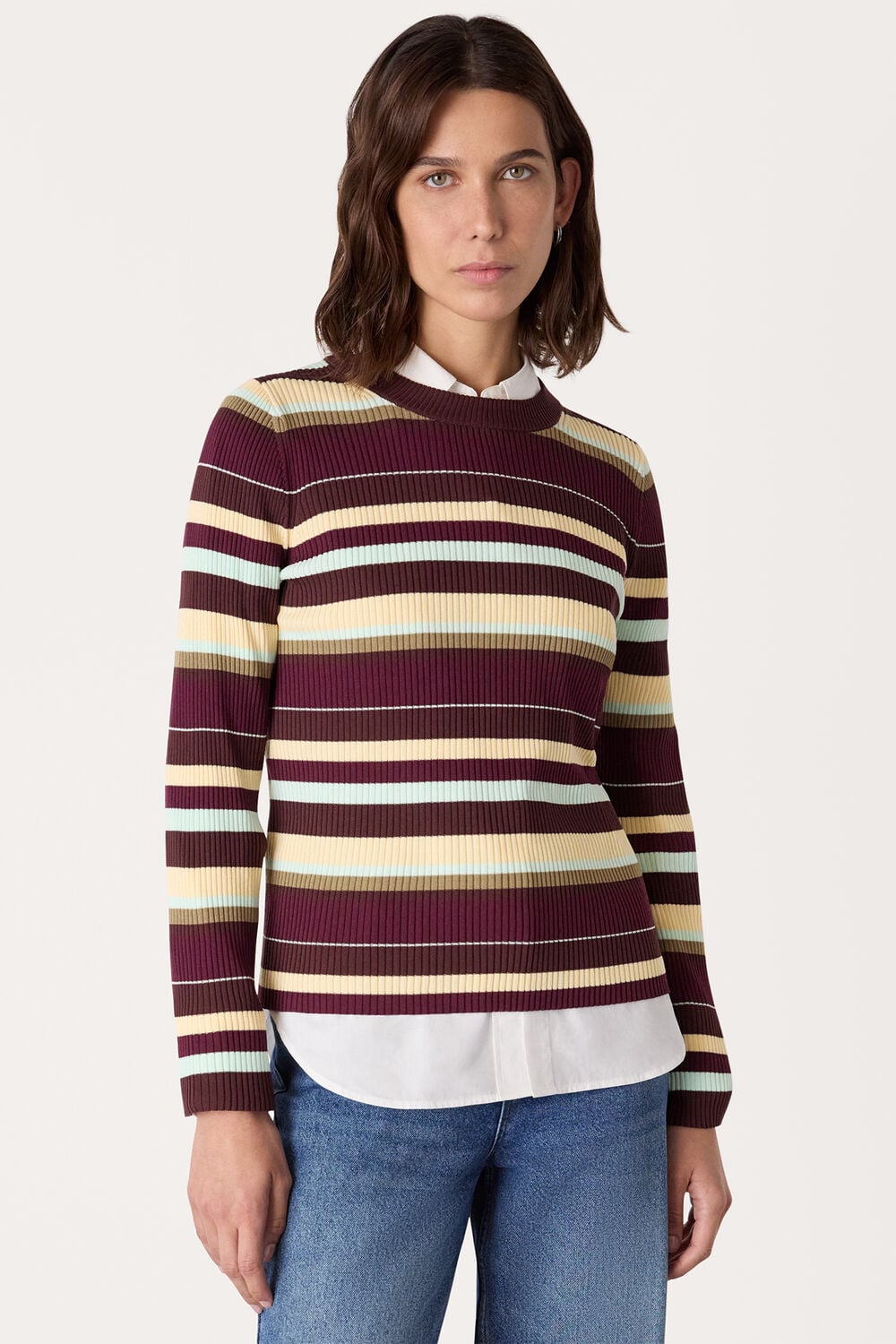 Multi Stripe Crew Neck Knit