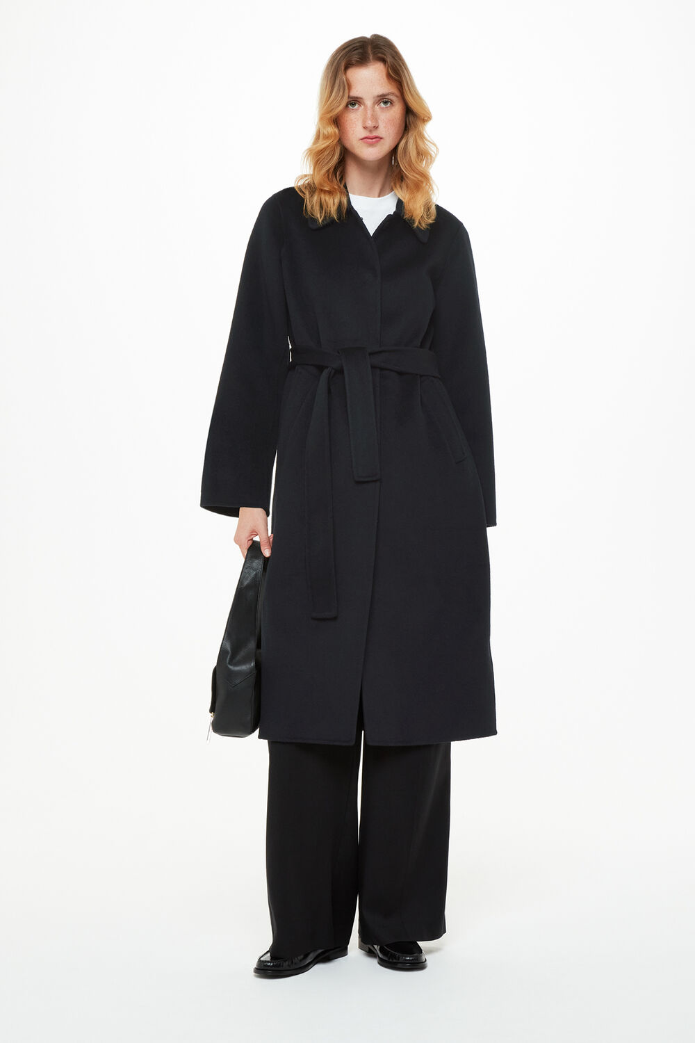 Black Nell Belted Doubled Faced Coat