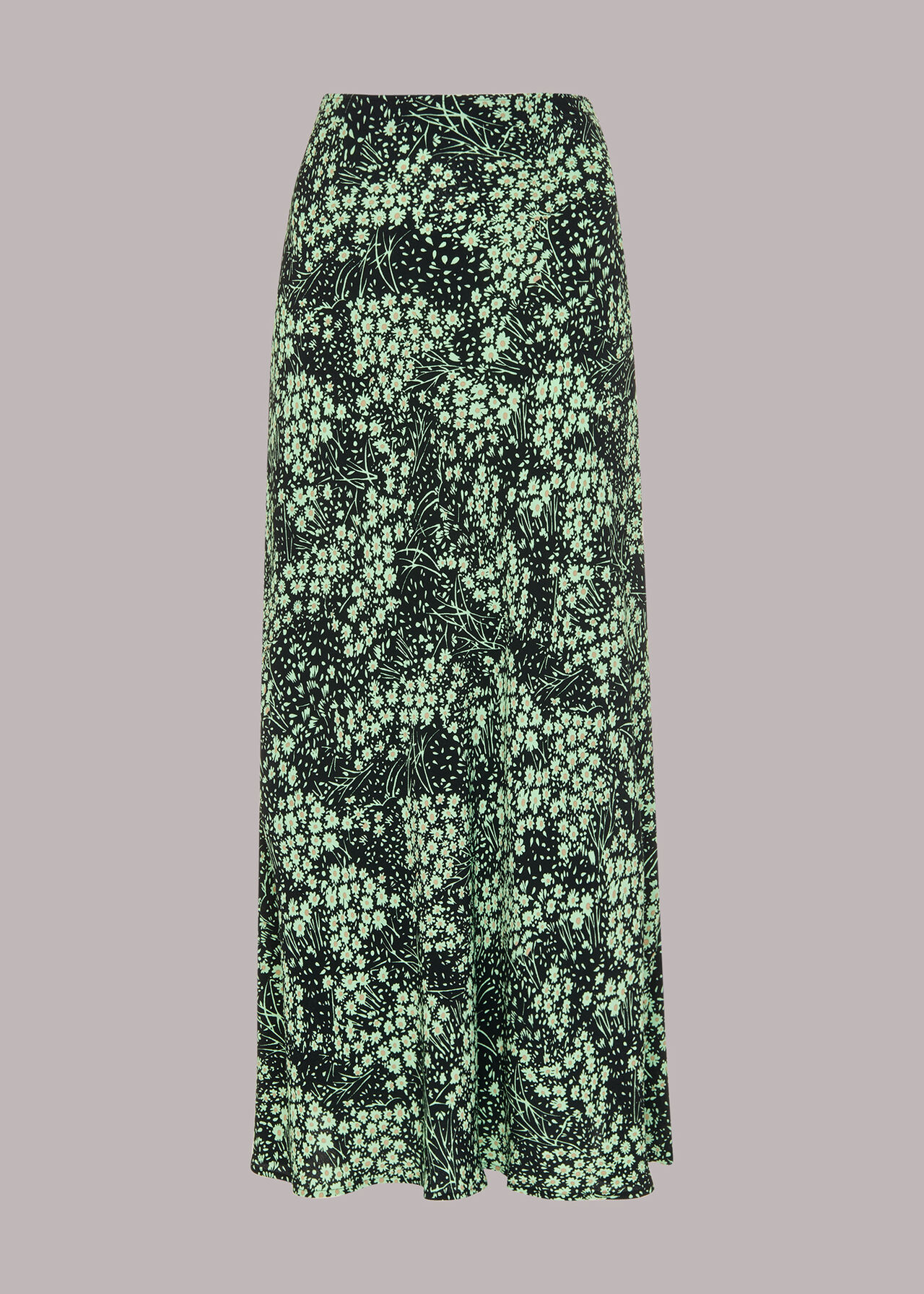 Green/Multi Daisy Meadow Bias Cut Skirt | WHISTLES | Whistles UK