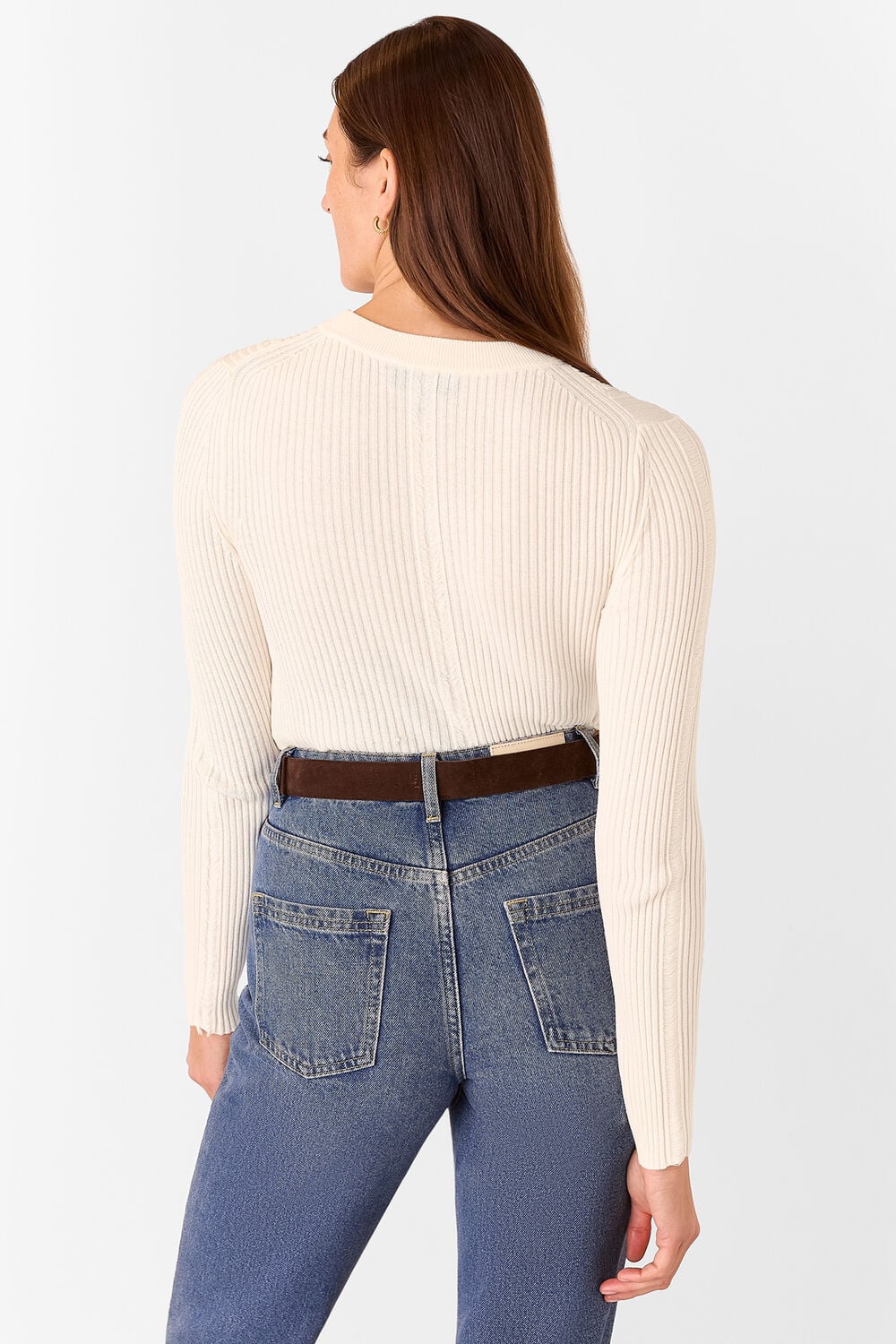 Ribbed Affect Crew Neck Knit