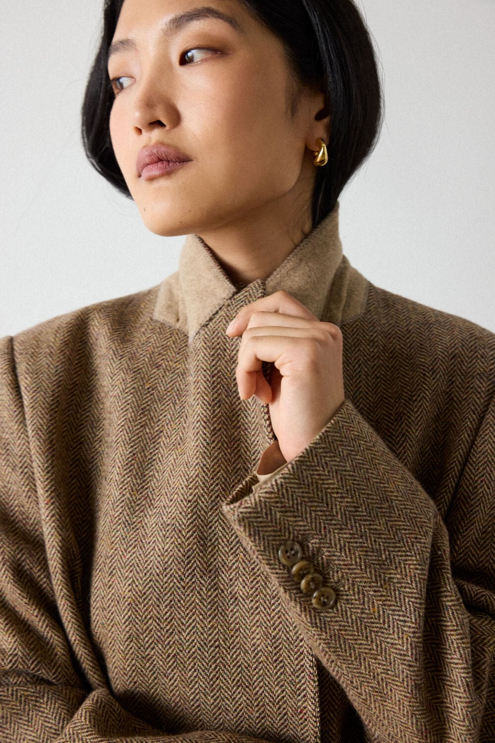 Brown Double Breasted Wool Blazer