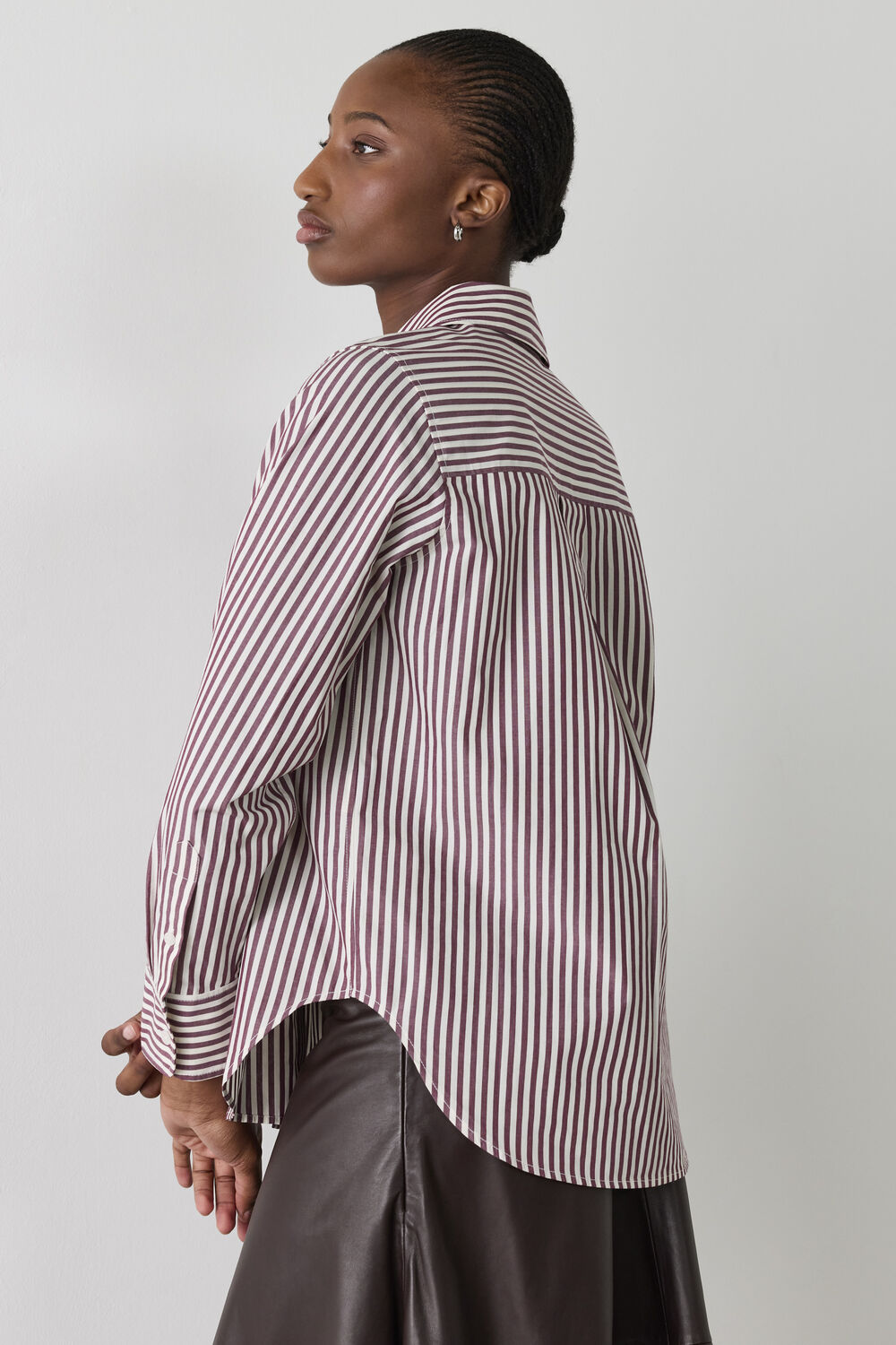 Burgundy Relaxed Fit Stripe Shirt