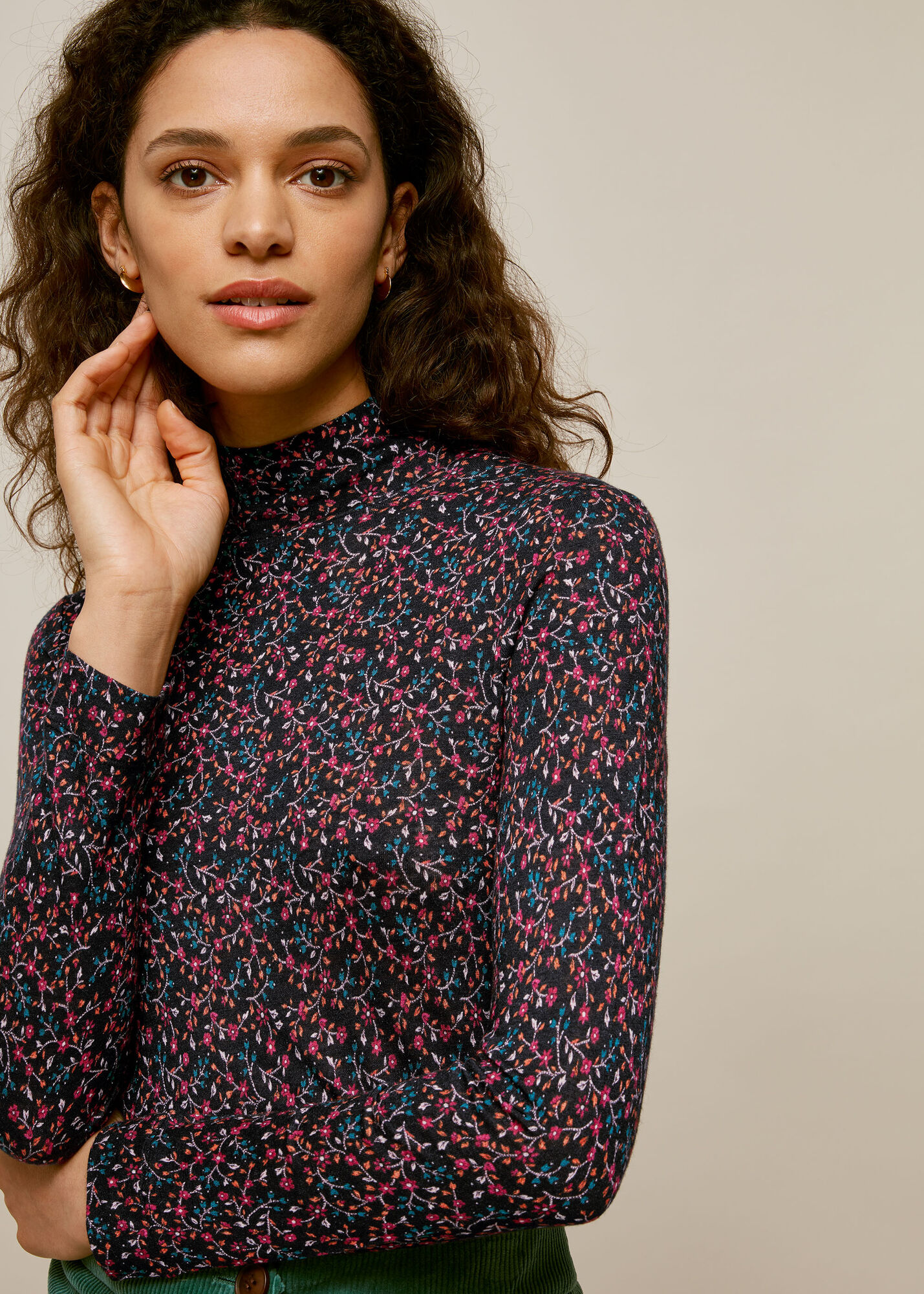 Multicolour Star Print Floral Wool Mix Top | WHISTLES | Whistles