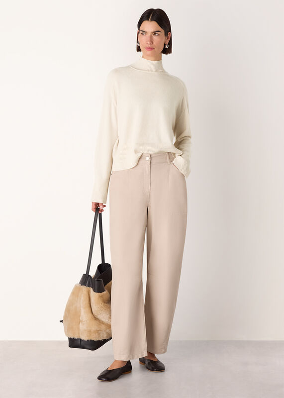 Ivory Cashmere Mock Neck Sweater
