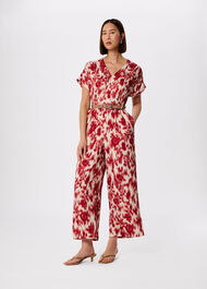 Blurred Floral Tie Jumpsuit