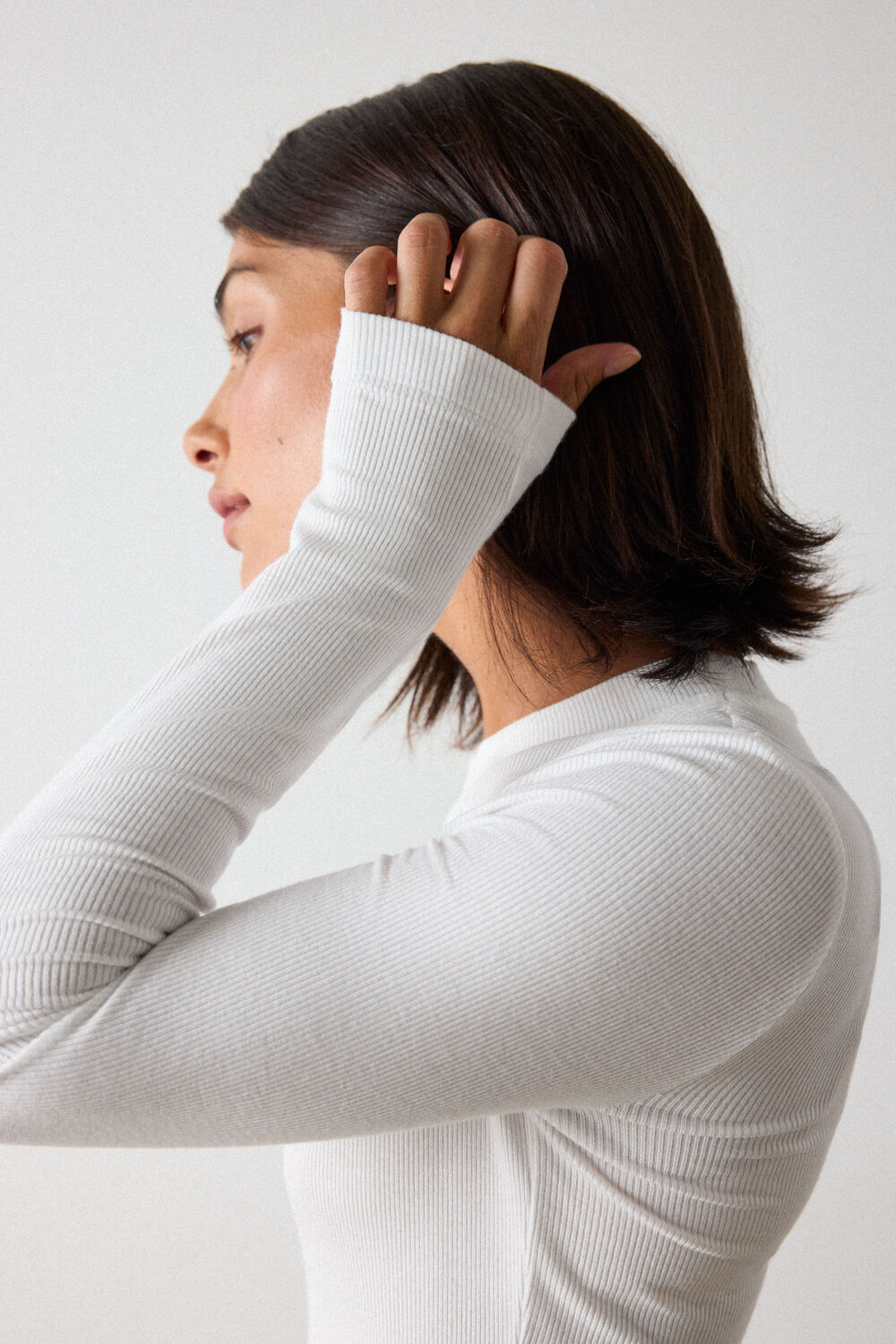White Essential Ribbed Crew