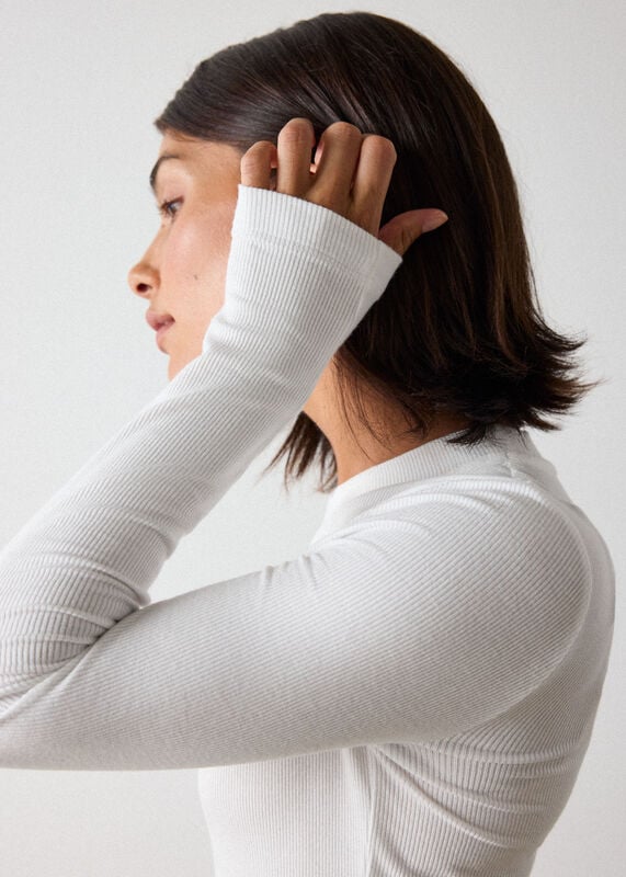 White Essential Ribbed Crew