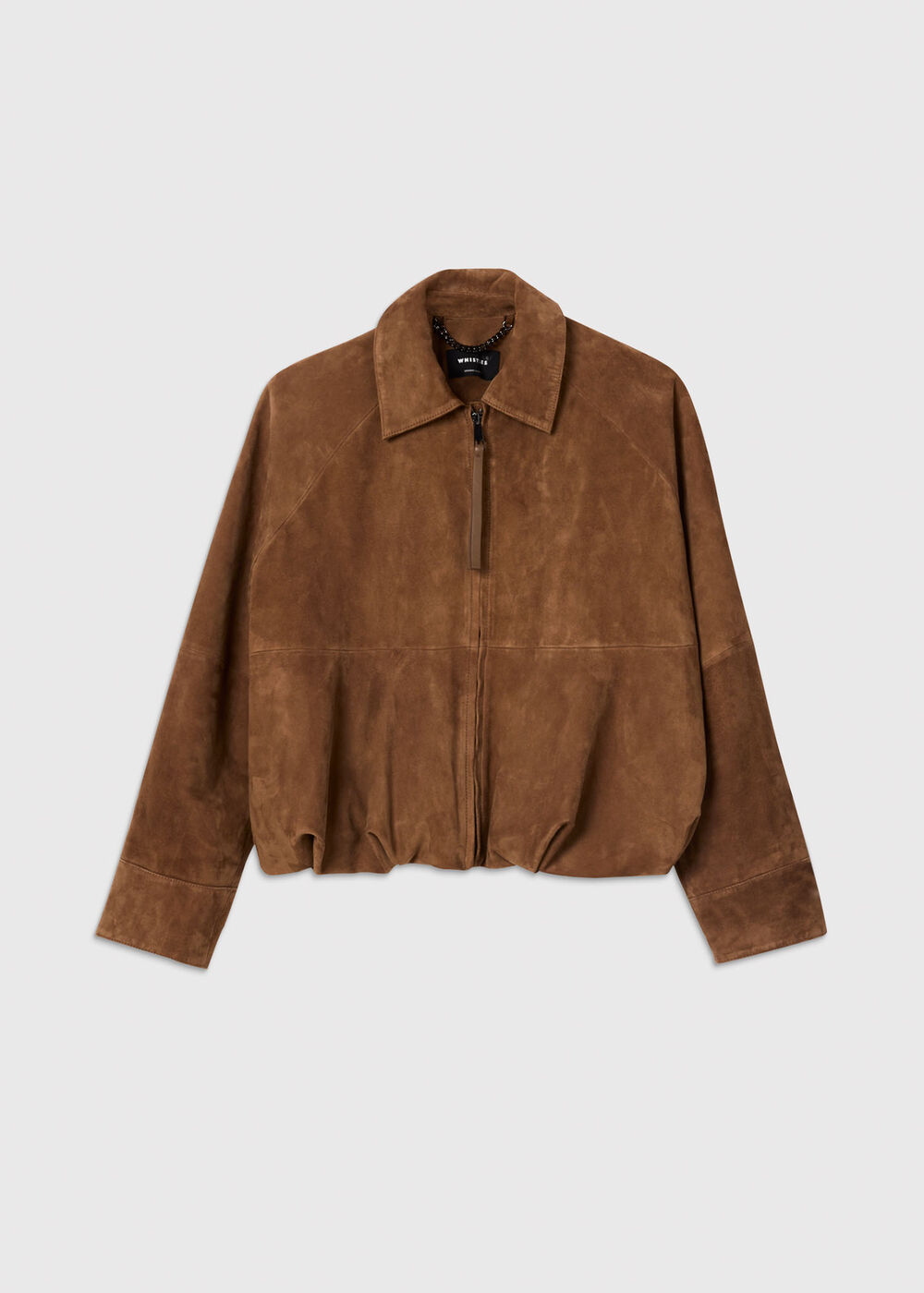 Gathered Suede Zip Jacket