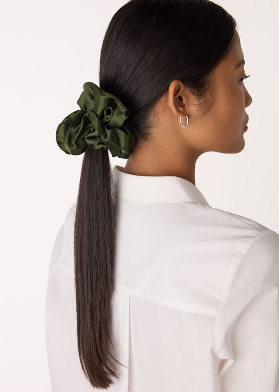 Olive Satin Scrunchie