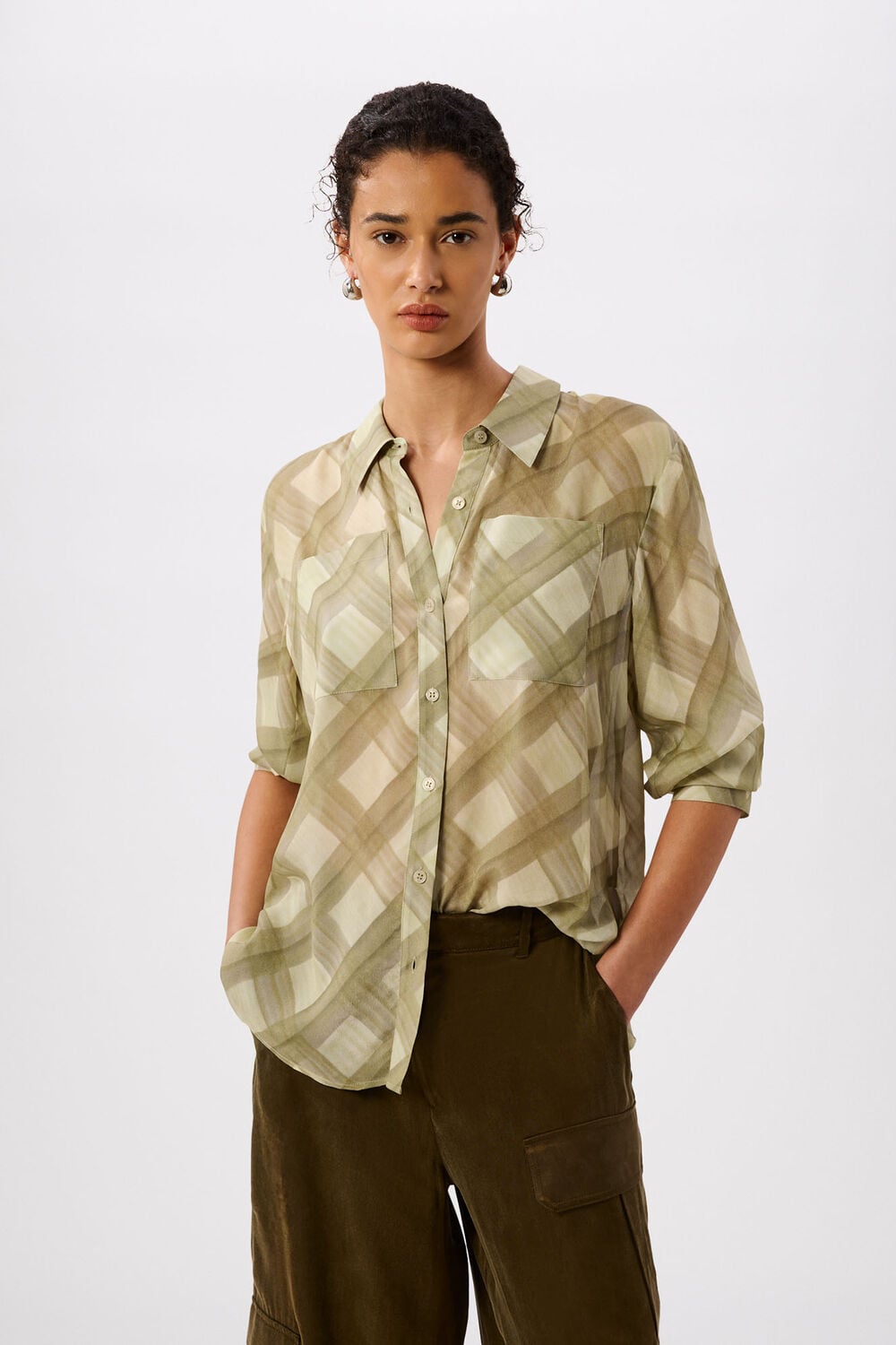 Green Check Sheer Shirt