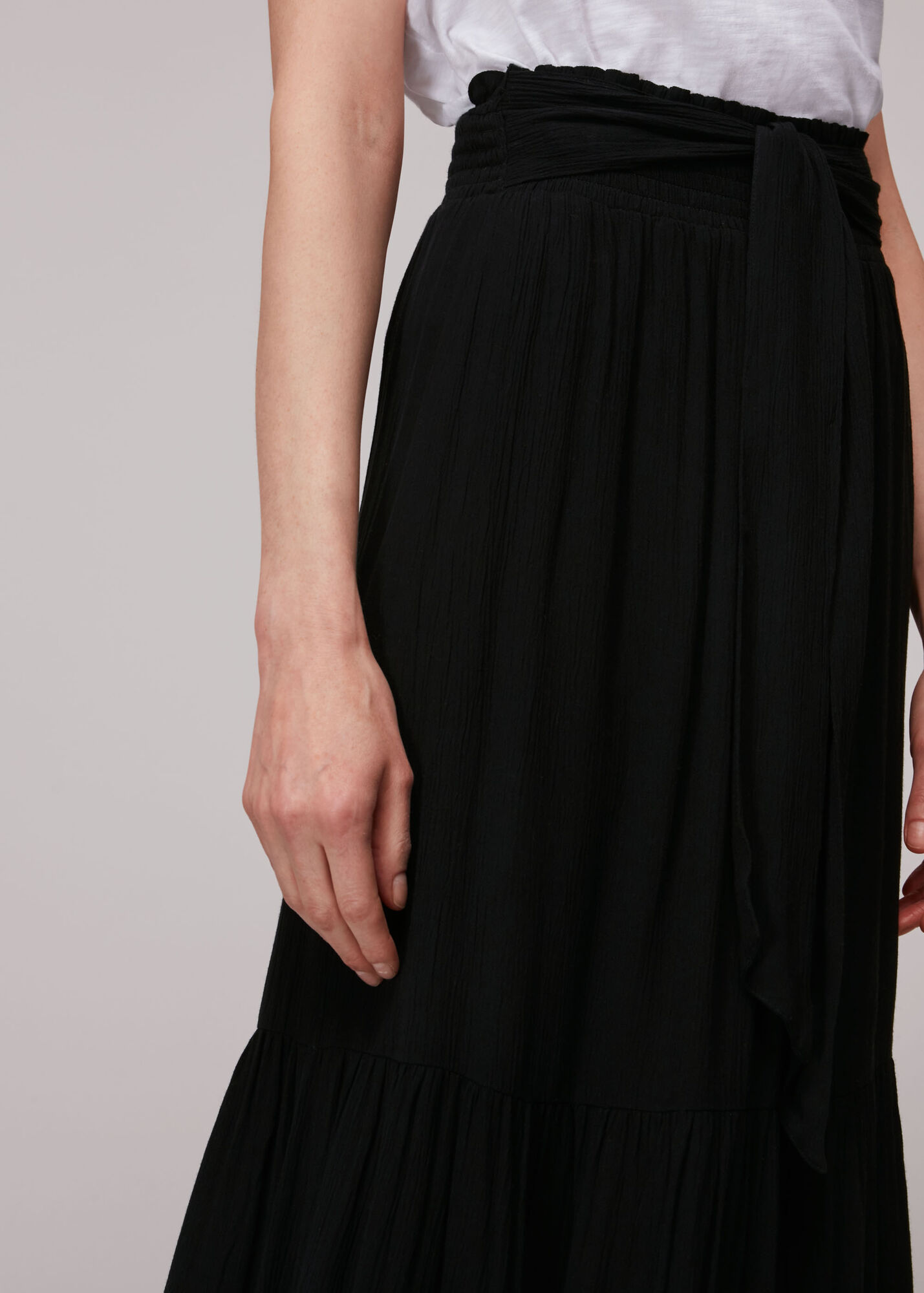 Black Smocked Waist Skirt WHISTLES