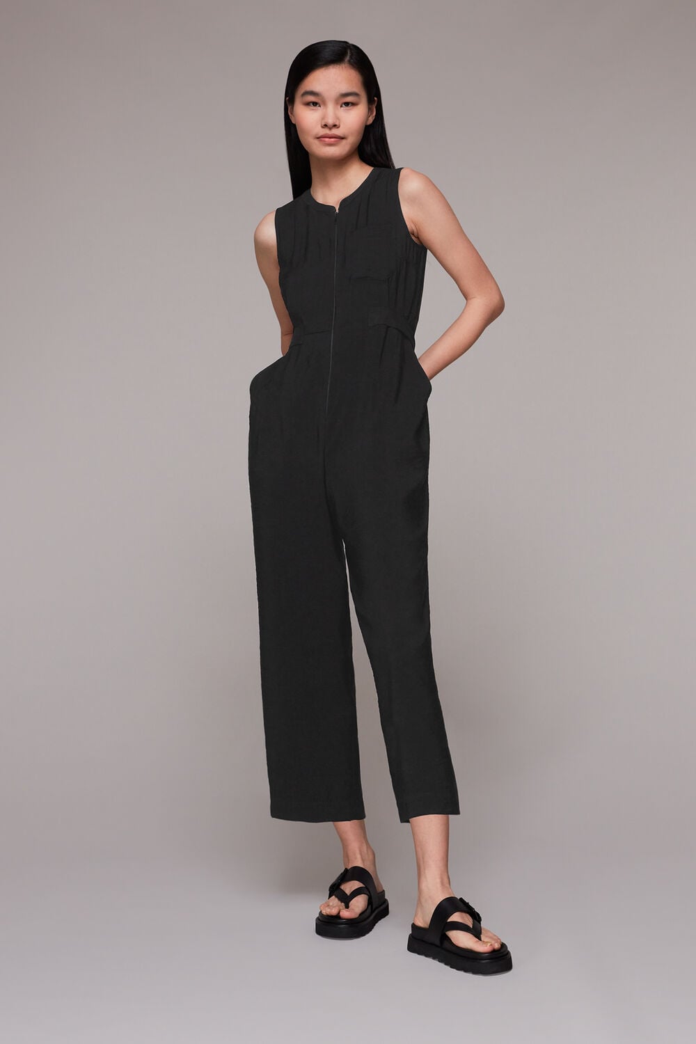 Black Josie Zip Front Jumpsuit