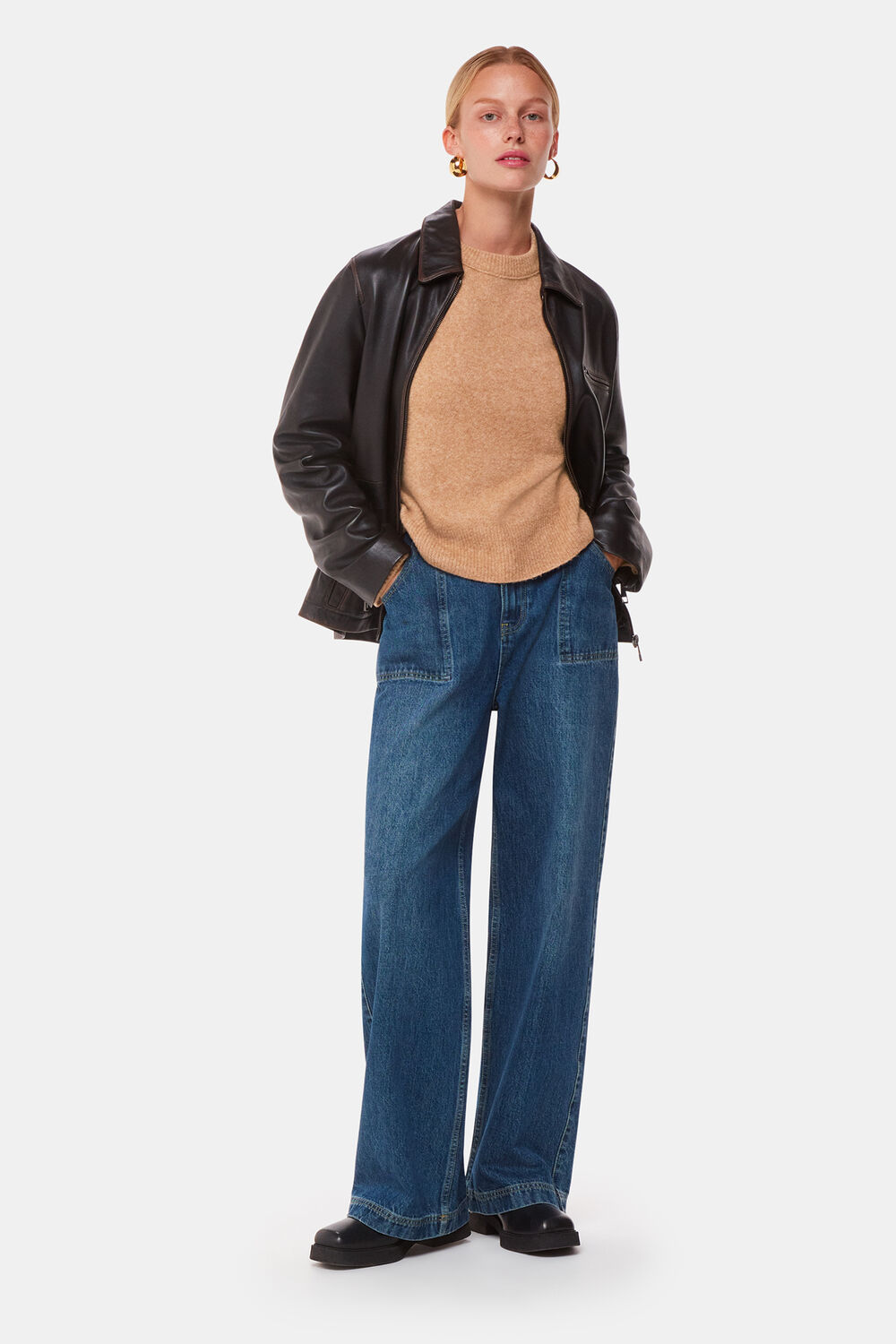 Camel Alana Wool Mix Crew Neck Sweater
