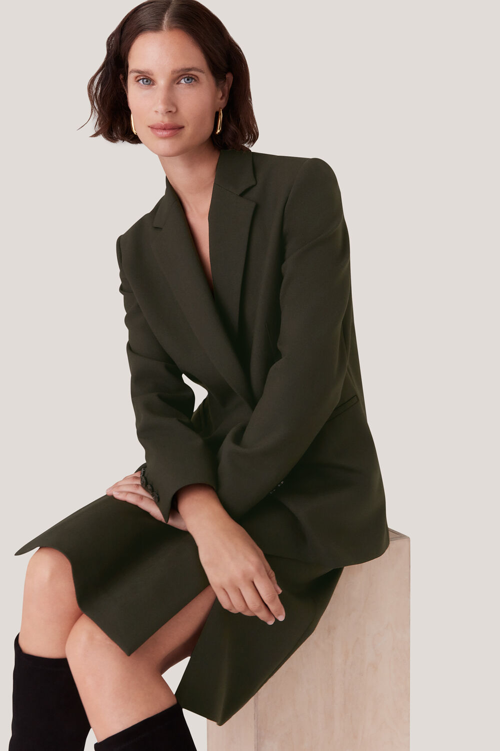 Dark Green Natalie Wool Blend Blazer