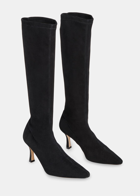Black Hera Stretch Suede Boot