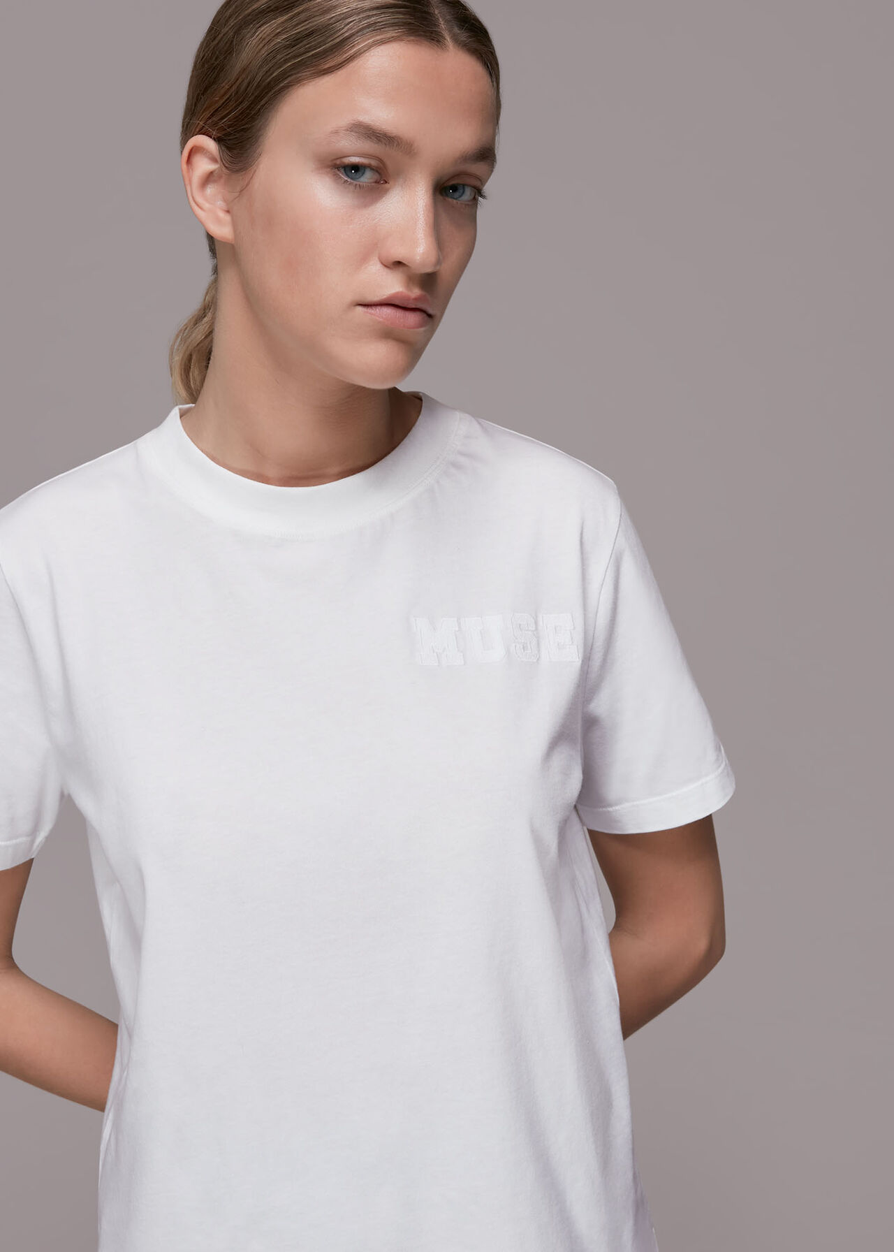 White Muse Embroidered T Shirt | WHISTLES