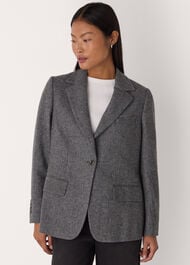 Petite Herringbone Wool Blend Blazer