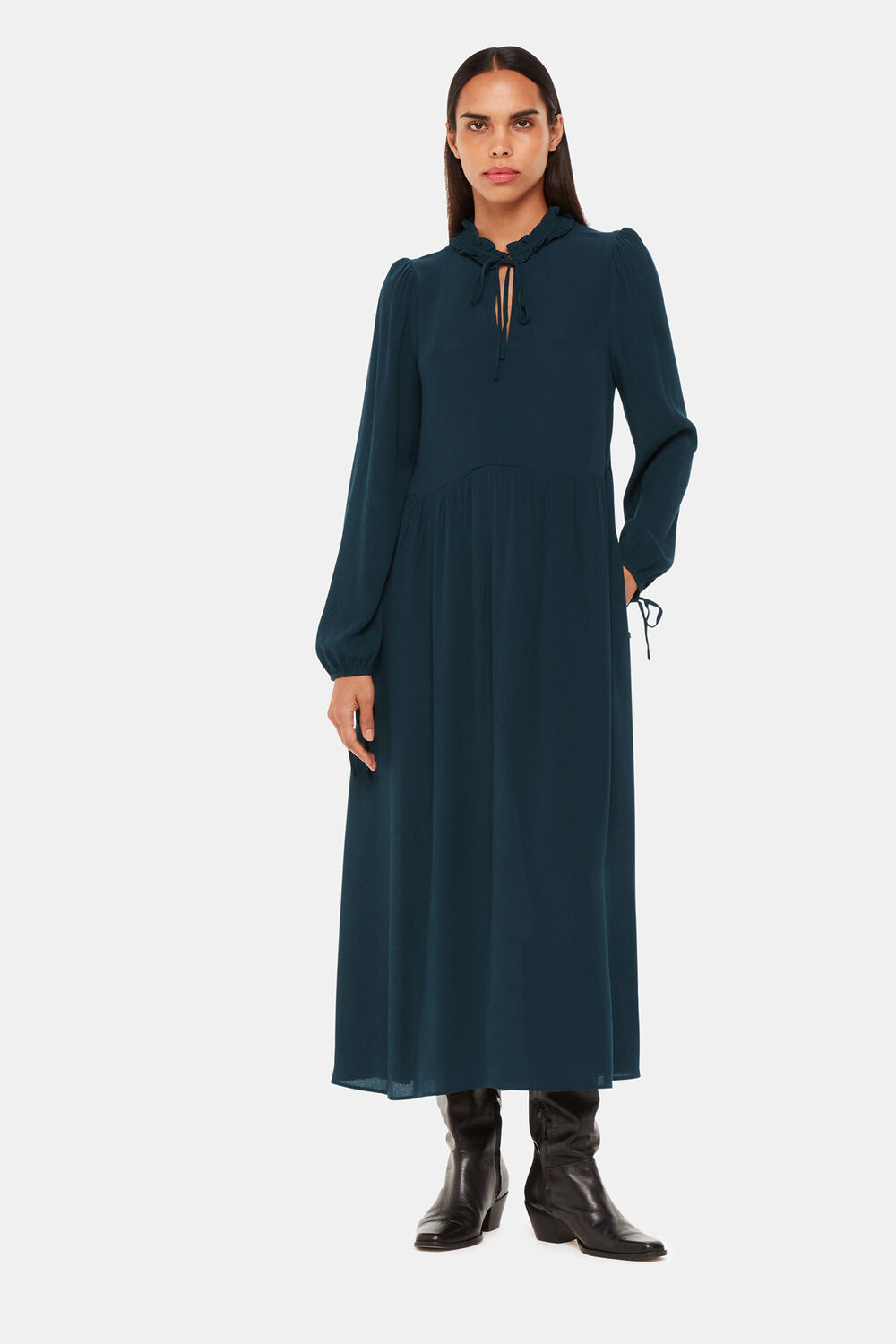 Teal Lyla Trapeze Midi Dress