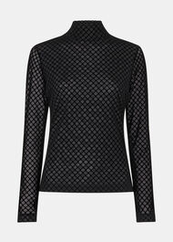 Checked Flocked Mesh Top