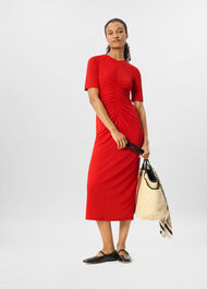 Gathered Jersey Midi Dress