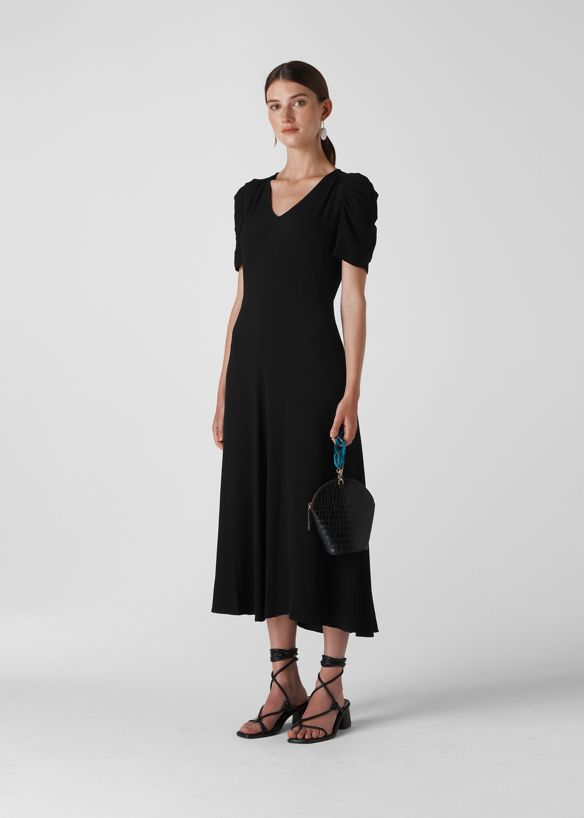 Black Jolanta Midi Dress | WHISTLES 
