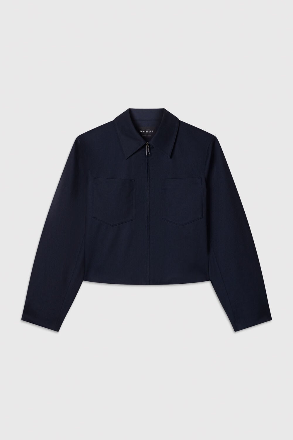 Navy Compact Cotton Cropped Jacket