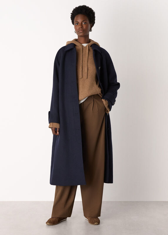 Camel Wool Knitted Hoodie