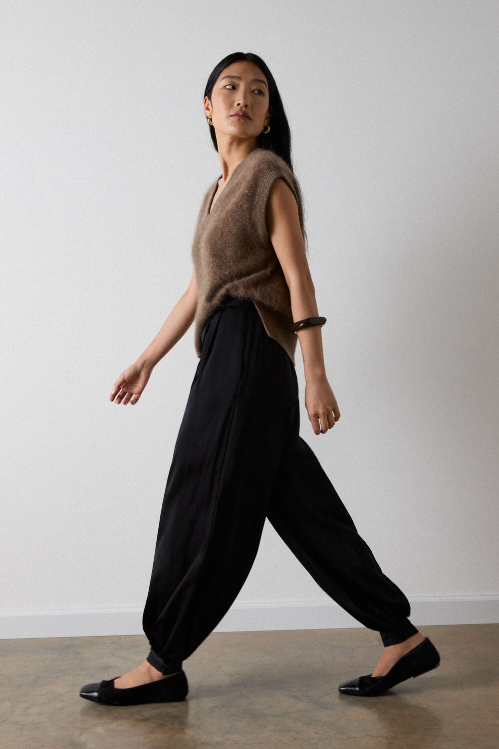 Black Satin Balloon Trouser