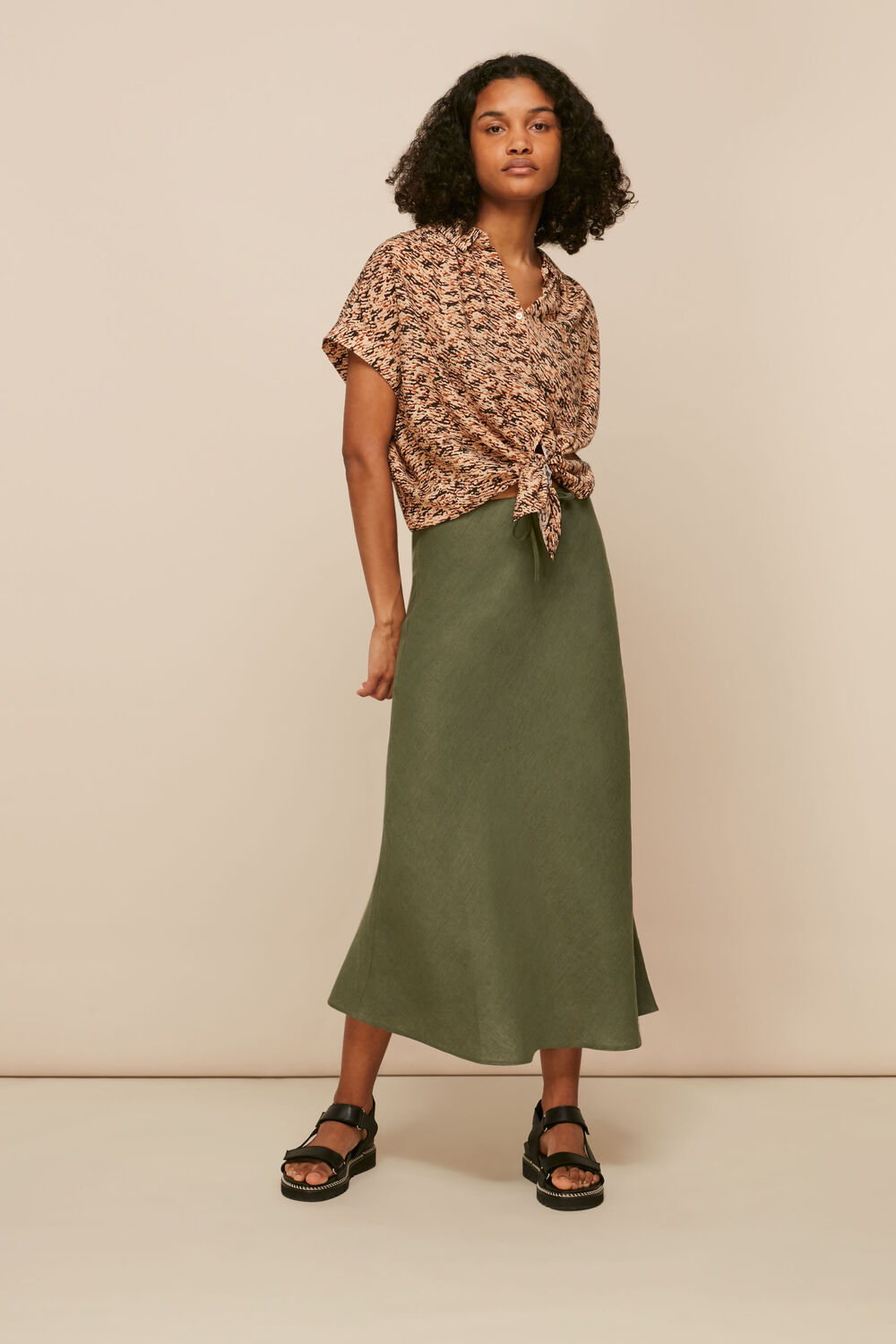 Linen Bias Cut Skirt