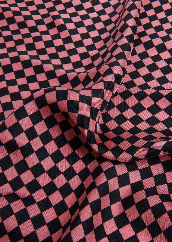 Pink Checkerboard Silk Scarf