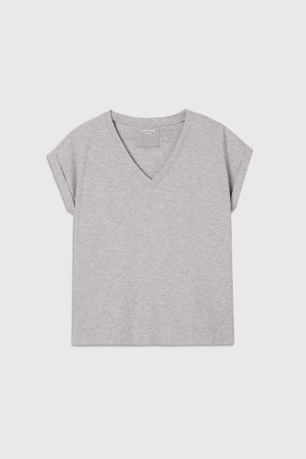 Grey Marl Willa V-Neck Cap Sleeve Tee