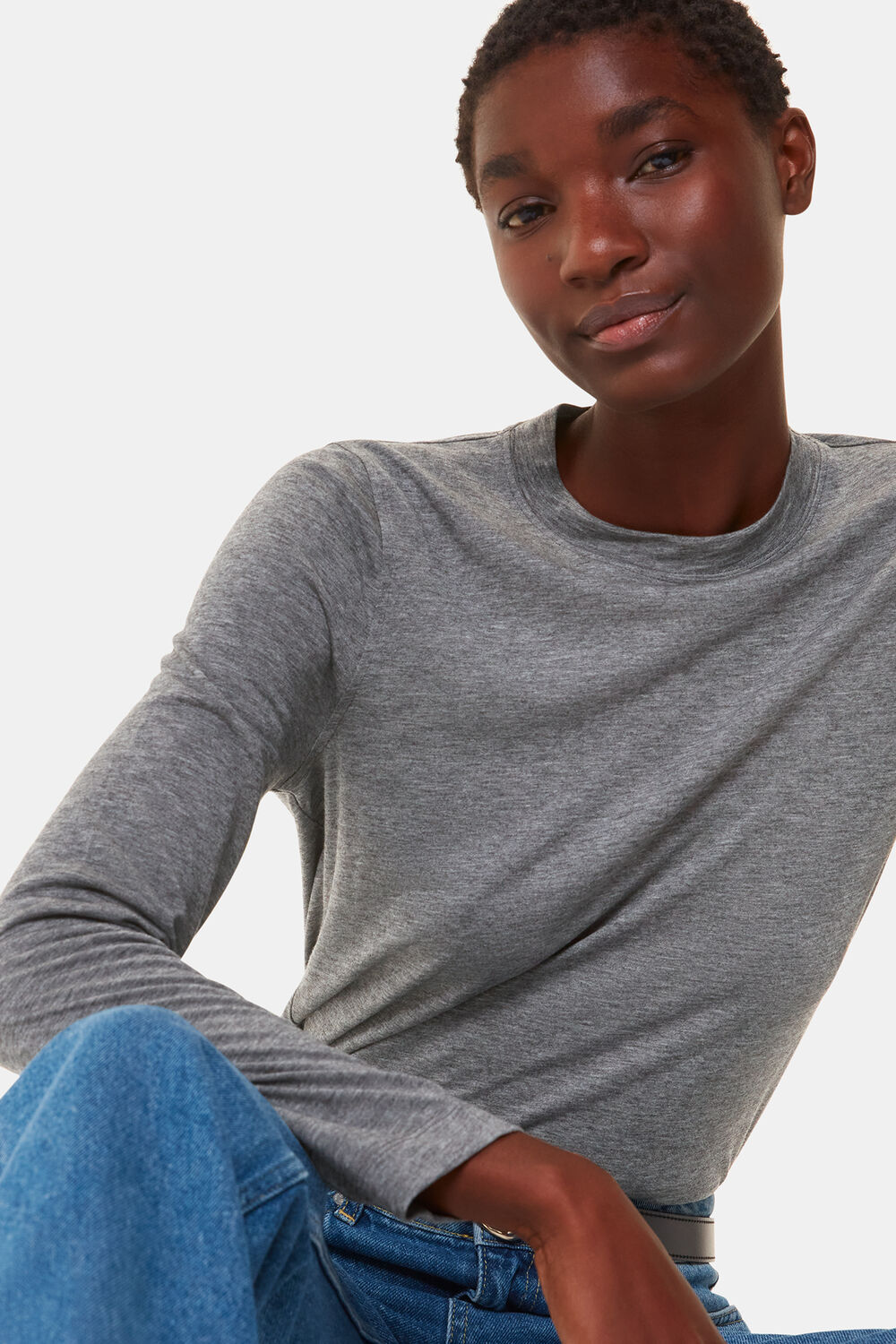 Wool Blend Crew Neck Top