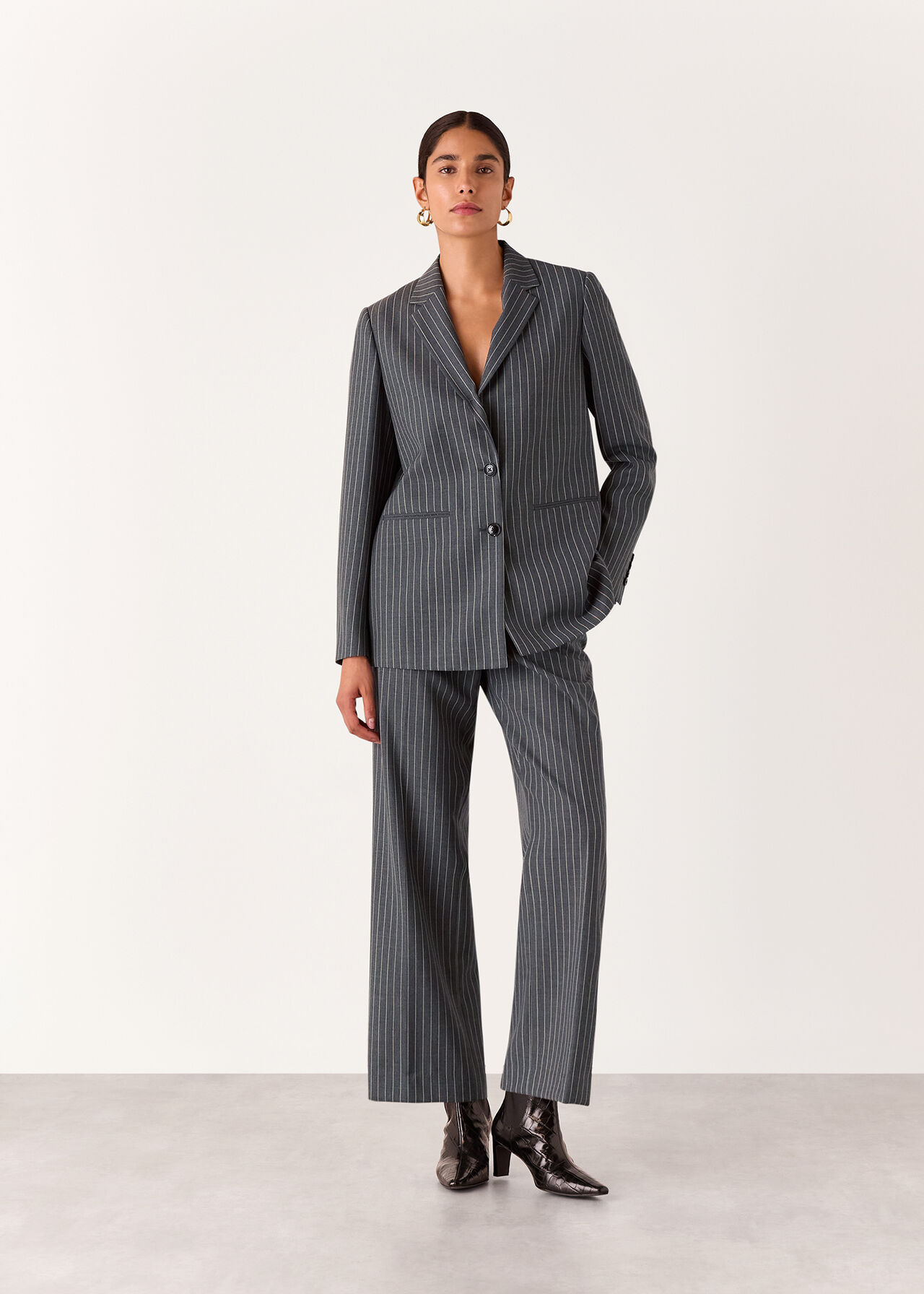 Isla Pinstripe Wool Trouser