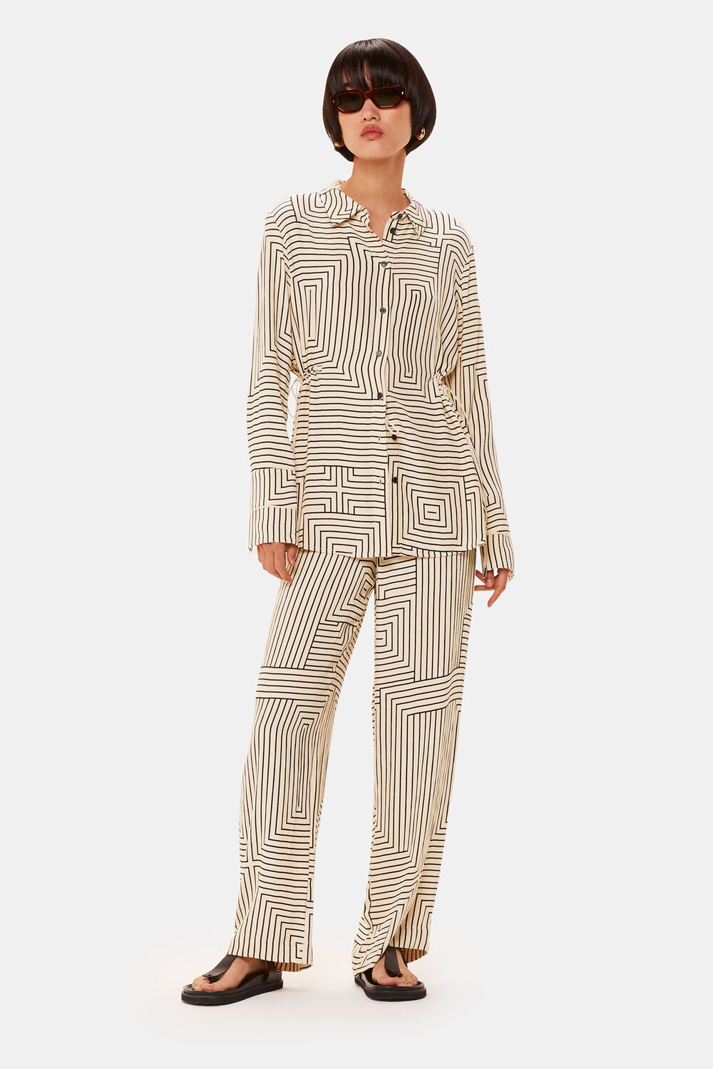 Ivory Angled Stripe Trouser