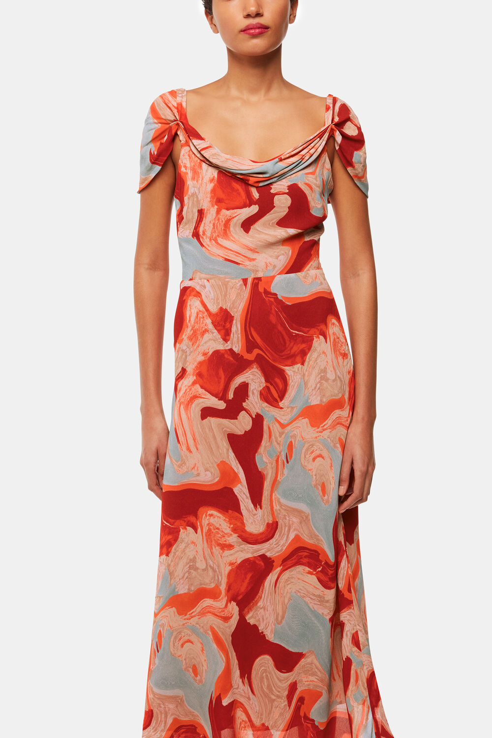 Red Marble Print Dress