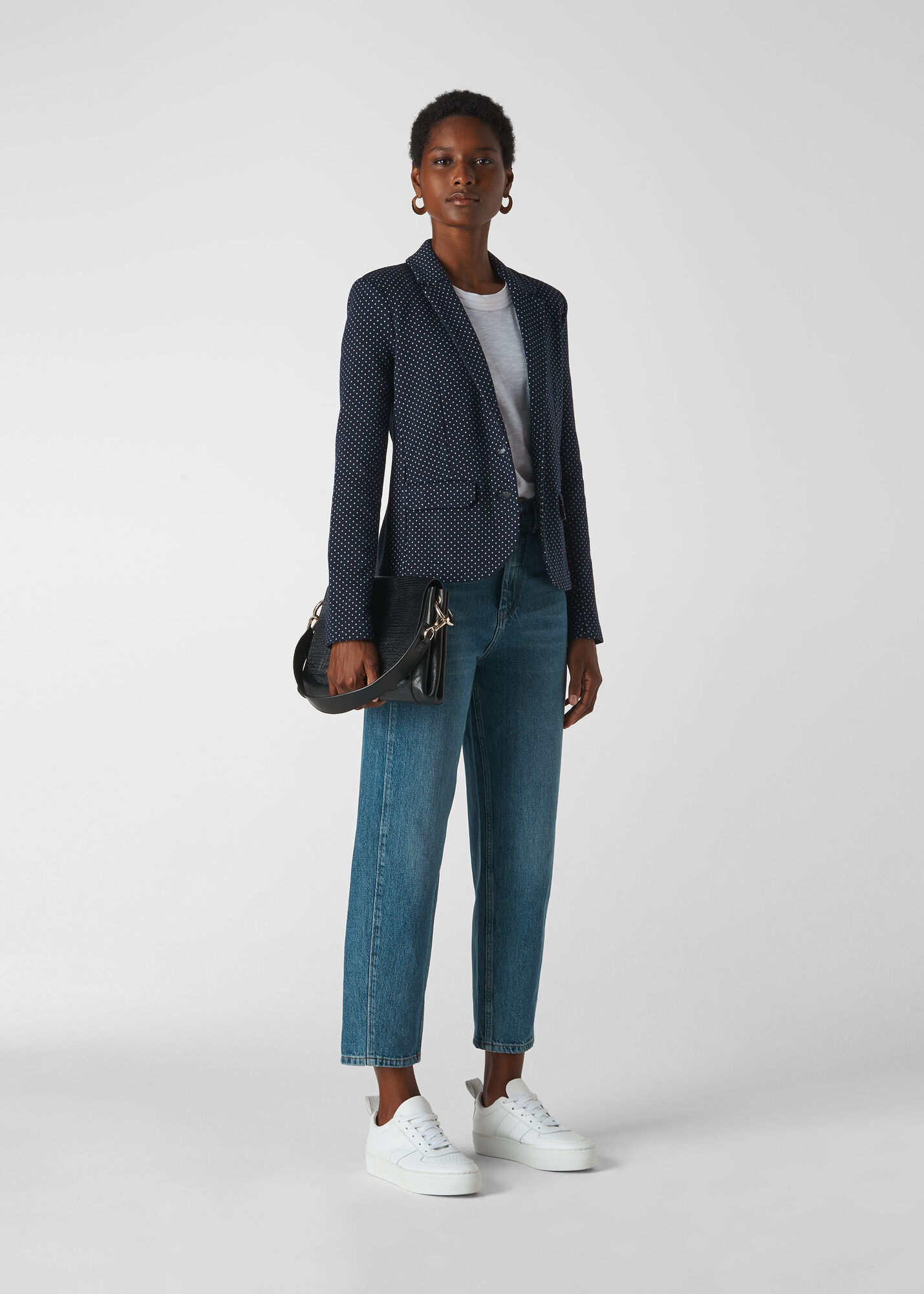 Navy/Multi Slim Jersey Jacket WHISTLES Whistles